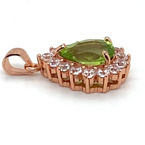 Peridot 1.55ct Rose Gold Finish Solid 925 Sterling Silver Pendant - Picture 6 of 7